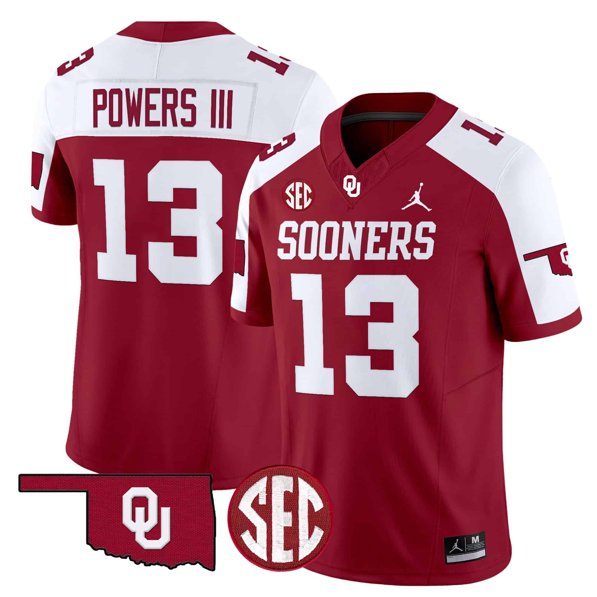 Men Oklahoma Sooners #13 Powers iii Red 2024 Vapor Limited NCAA Jersey->ncaa teams->NCAA Jersey